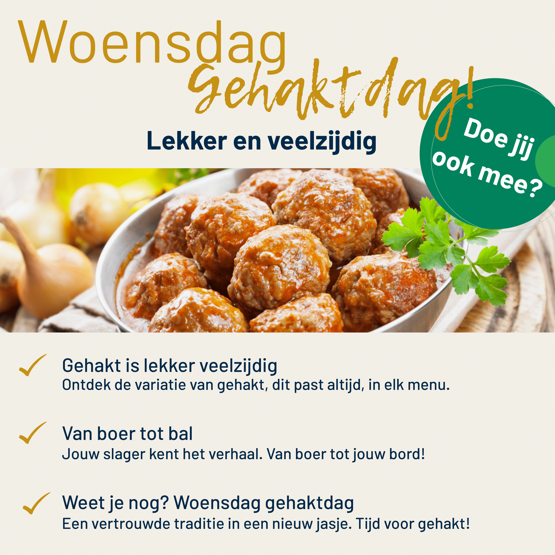 Poster woensdag gehaktdag vierkant